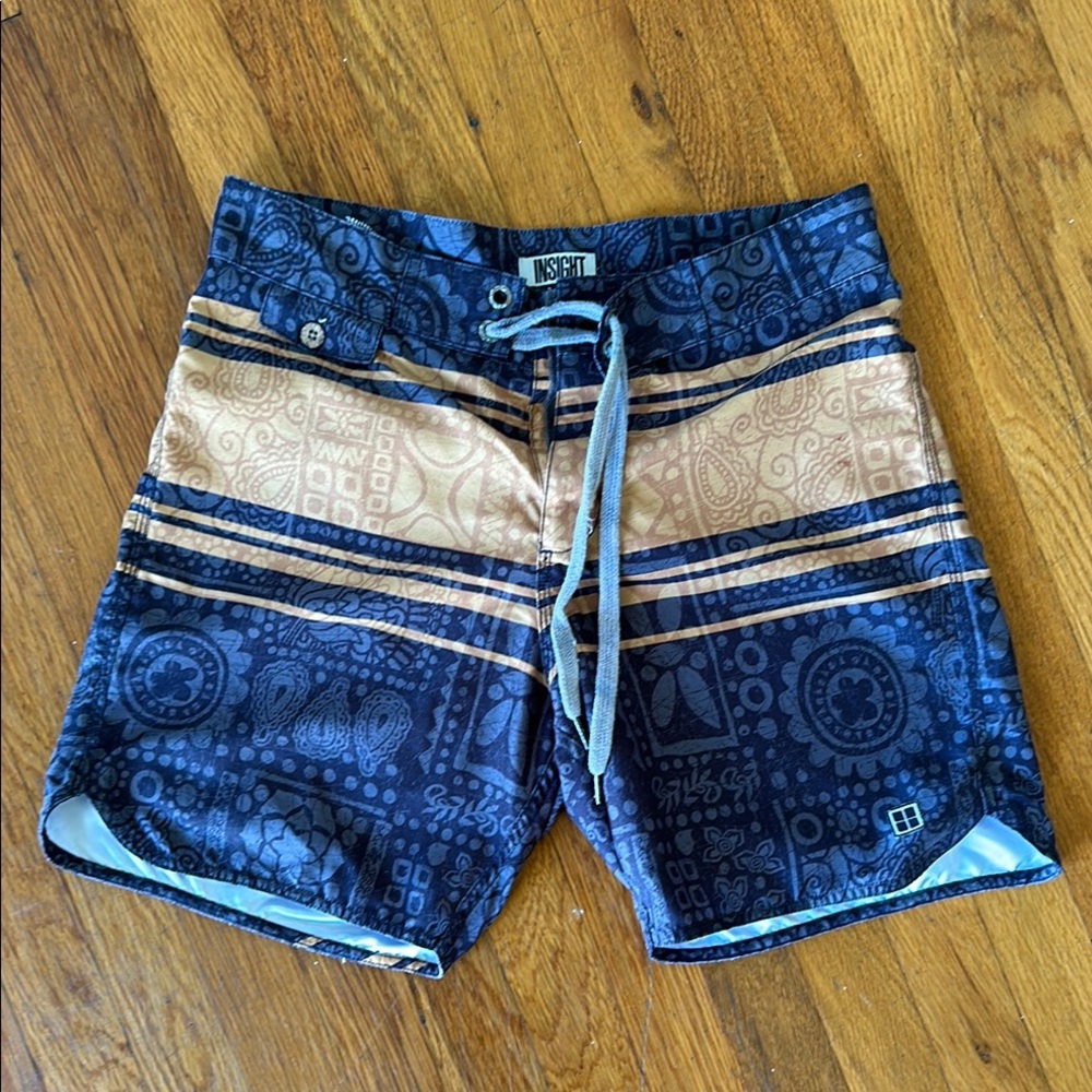 Insight Men's Blue and Tan Swim Shorts